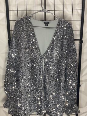 Boohoo Silver Sequin Mini Dress